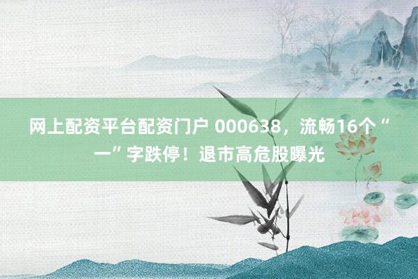 网上配资平台配资门户 000638，流畅16个“一”字跌停！退市高危股曝光