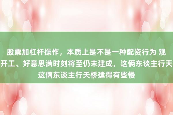股票加杠杆操作，本质上是不是一种配资行为 观点已久迟迟未开工、好意思满时刻将至仍未建成，这俩东谈主行天桥建得有些慢